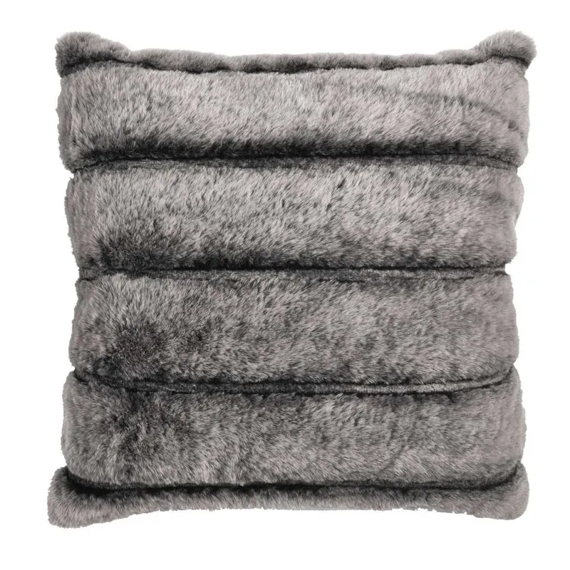 COUSSIN IMIT FOURRURE GRIS FONCE RAYE 40X40CM