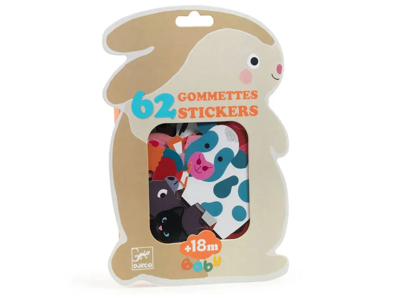 62 gommettes stickers Bébé - Animaux de la ferme - Djeco