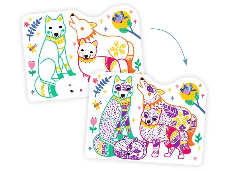 Coloriages à révéler - Familles de la forêt - Djeco