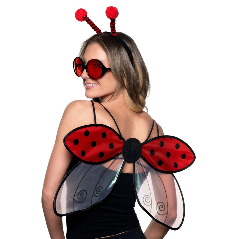 Lady Bug Accessory Kit for Adults, Wings, Glasses and Antennae