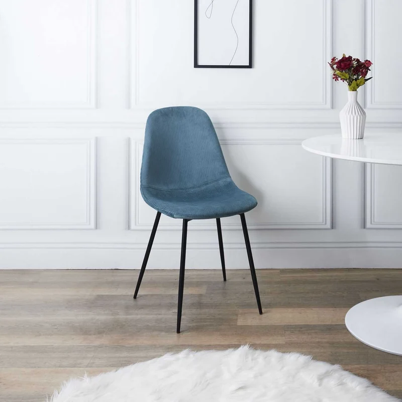 CHAISE VELOURS COTELE GIULIA BLEU CANARD
