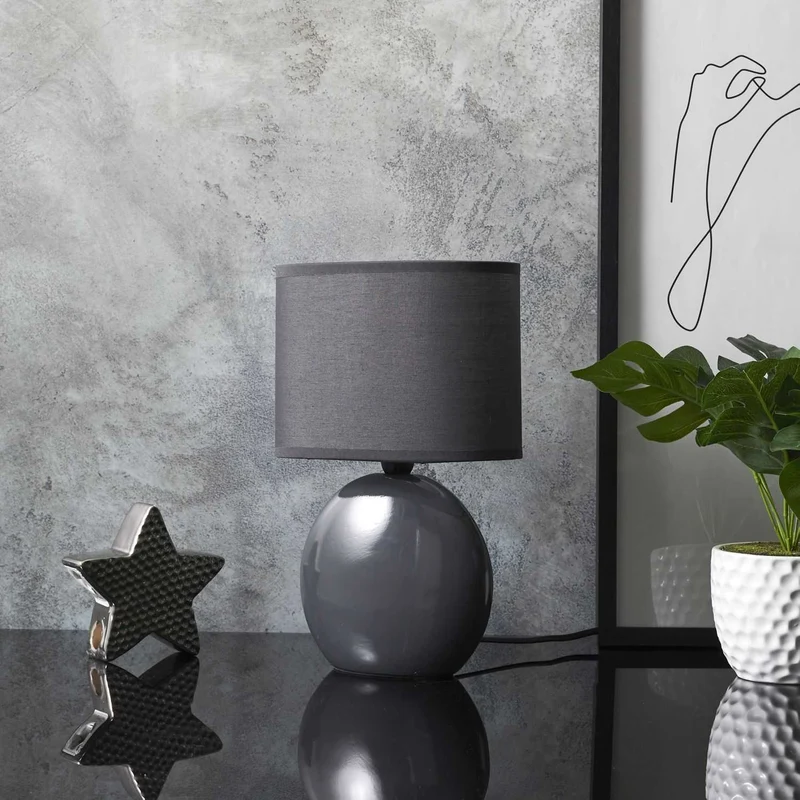 LAMPE CERAMIQUE OVALE GRIS ANTRACITE H30CM