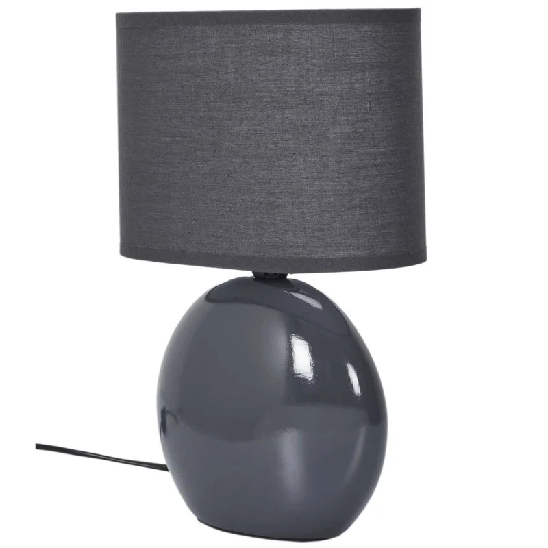 LAMPE CERAMIQUE OVALE GRIS ANTRACITE H30CM