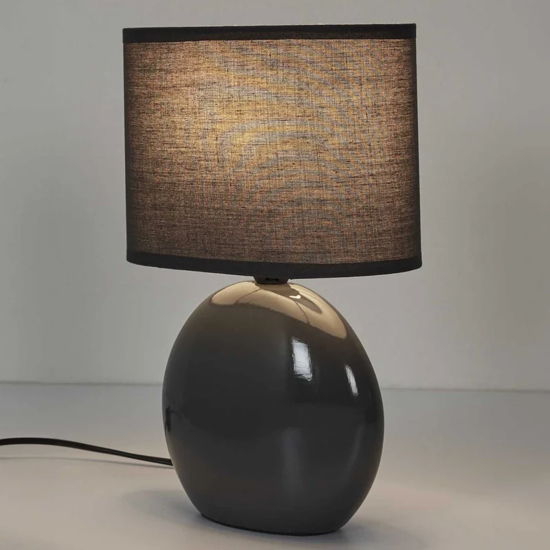 LAMPE CERAMIQUE OVALE GRIS ANTRACITE H30CM