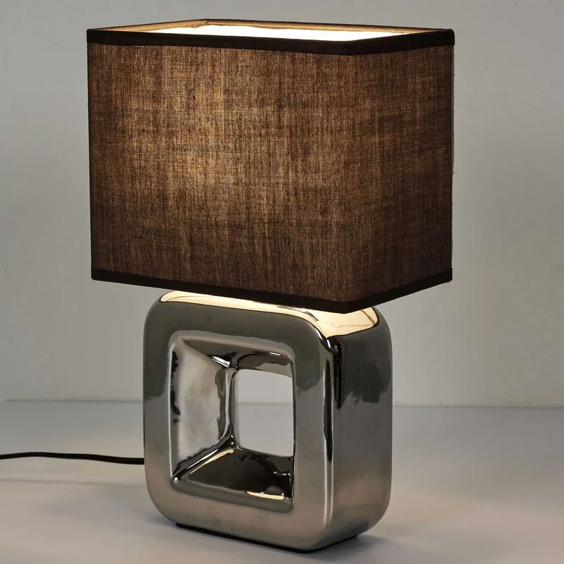 LAMPE CERAMIQUE FINITION CHROMEE H32.5CM