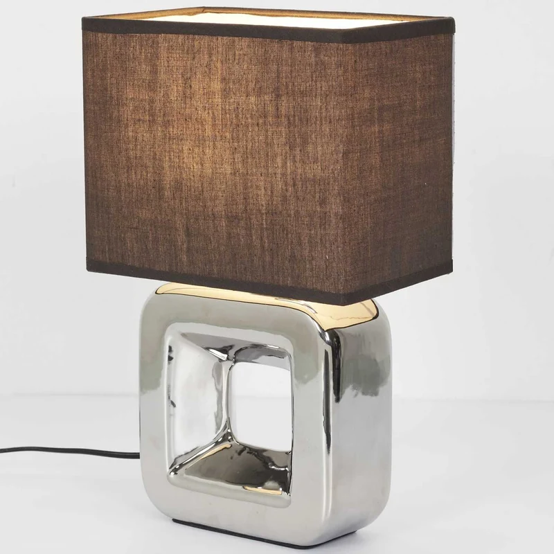 LAMPE CERAMIQUE FINITION CHROMEE H32.5CM
