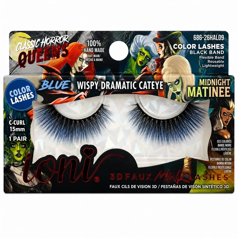 Midnight Matinee Blue Wispy Dramatic Cateye Eyelashes, Classic Horror Queens Eyelashes, 1 Count