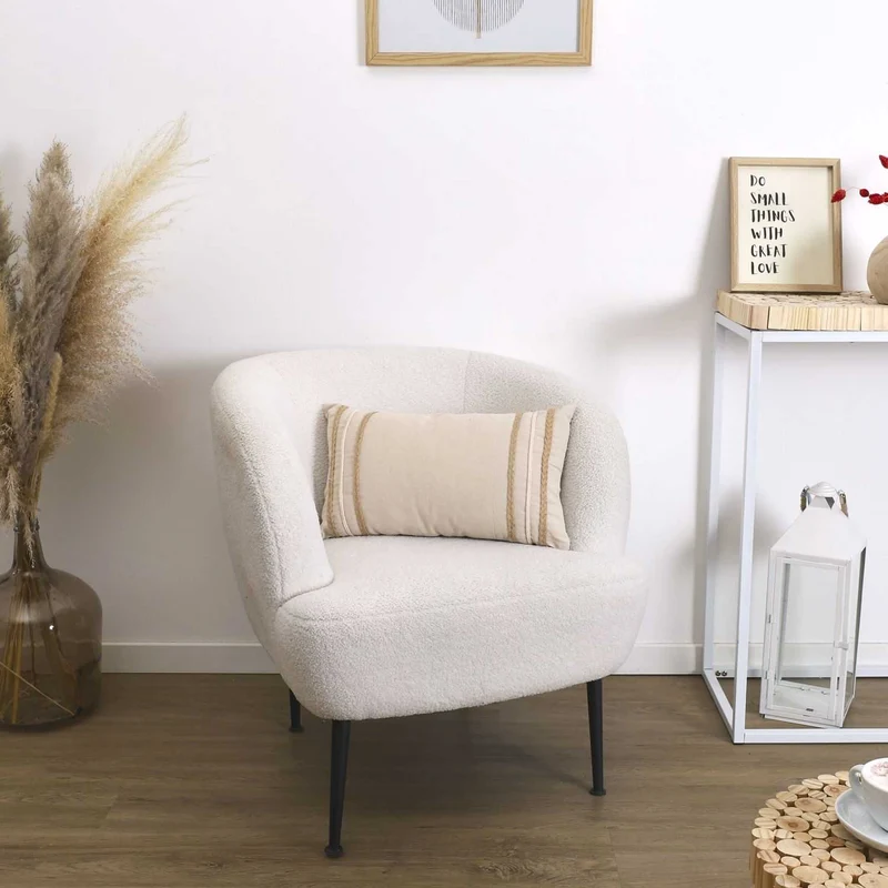 COUSSIN BEIGE ET BLANC TRESSE 30X50CM