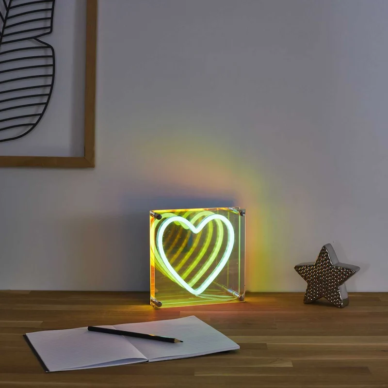 LAMPE ACRYLIQUE LED EFFET NEON COEUR