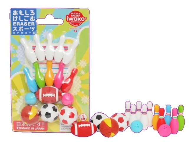Set de gommes kawaii - Sport - Iwako (Made in Japan)
