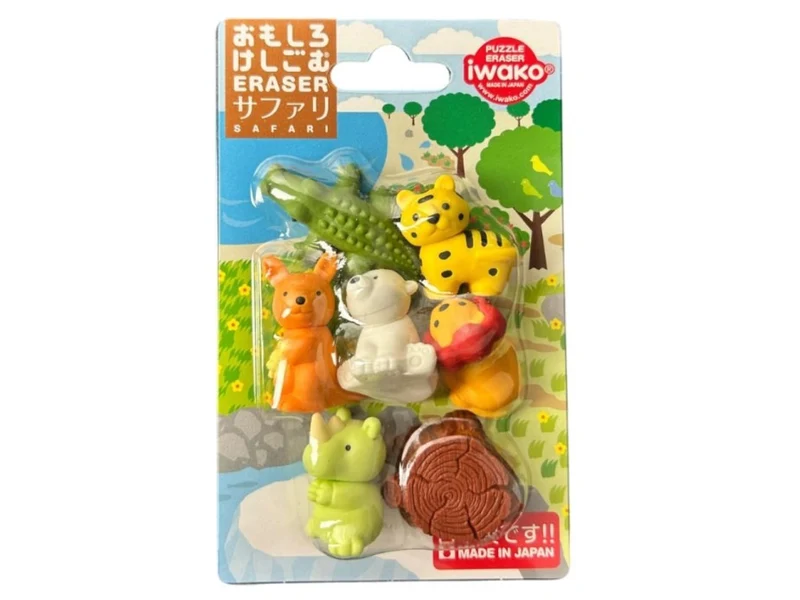 Set de gommes kawaii - Safari - Iwako (Made in Japan)