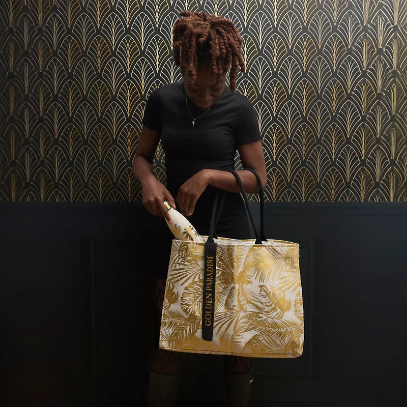 SAC CABAS PALMIER DORE