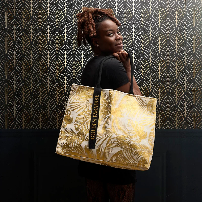 SAC CABAS PALMIER DORE