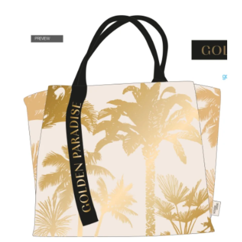 SAC CABAS PALMIER DORE
