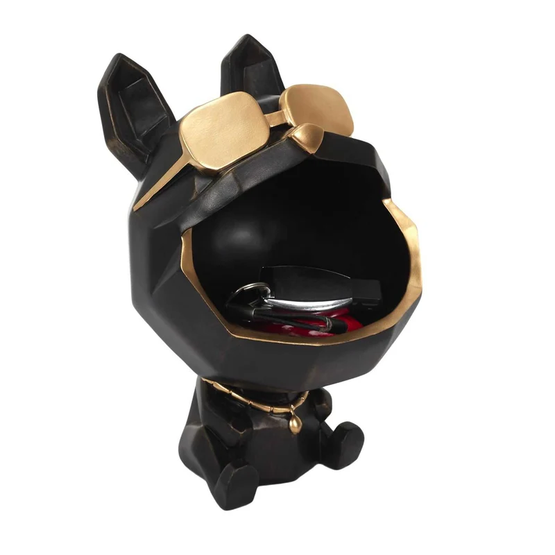 SCULPTURE CHIEN A LUNETTES NOIR VIDE POCHE
