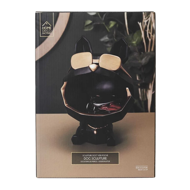SCULPTURE CHIEN A LUNETTES NOIR VIDE POCHE
