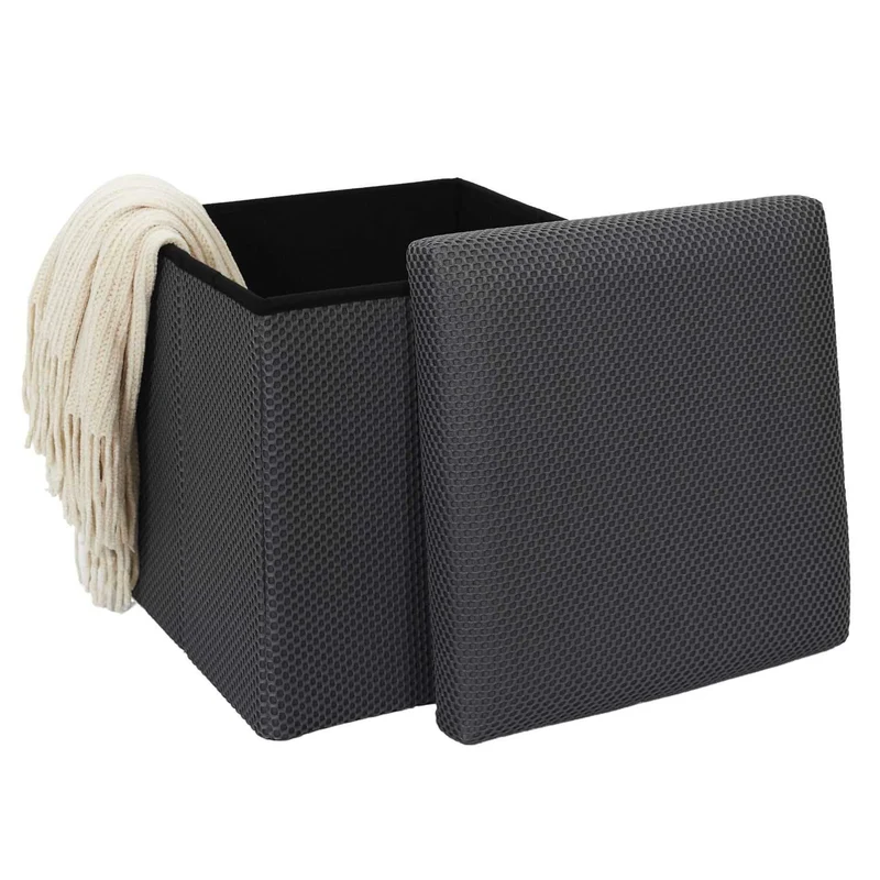 COFFRE POUF PLIABLE ATOME GRIS