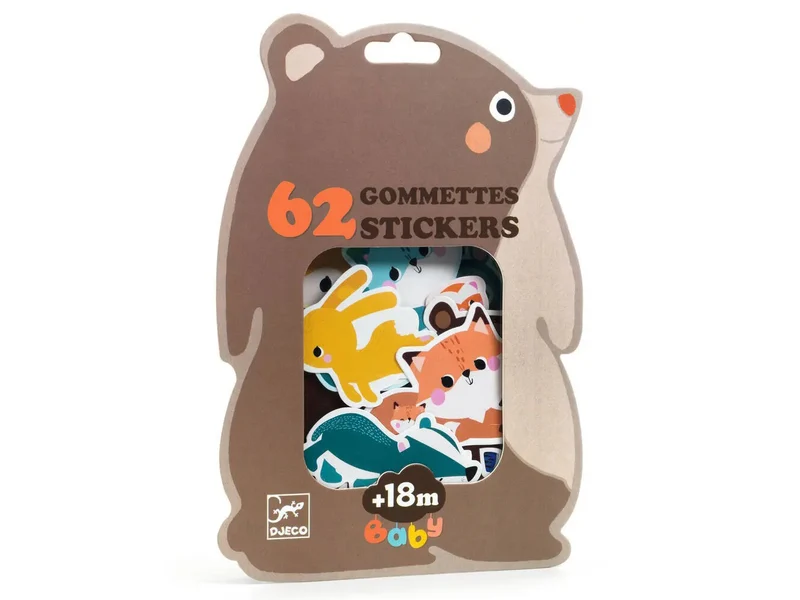 62 gommettes stickers Bébé - Animaux de la forêt - Djeco