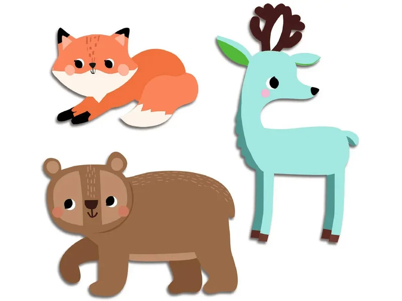 62 gommettes stickers Bébé - Animaux de la forêt - Djeco