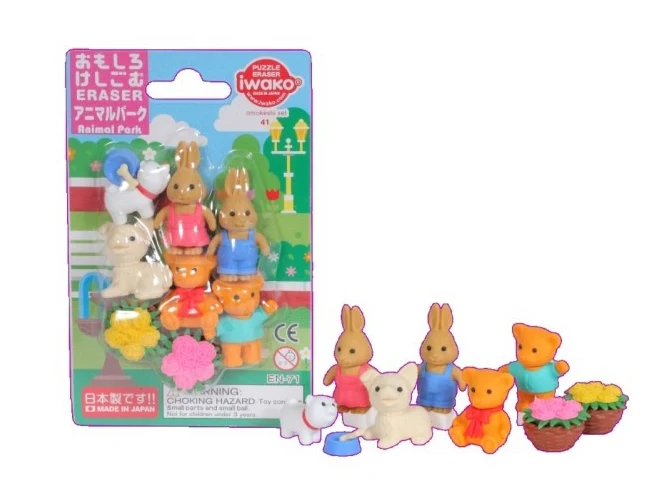 Set de gommes kawaii - Les animaux du parc - Iwako (Made in Japan)