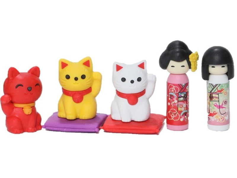Set de gommes kawaii - Kokashi & Lucky Cat - Iwako (Made in Japan)