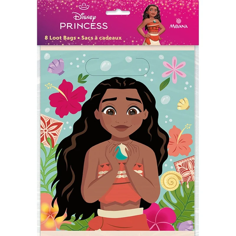 Moana Birthday Loot Bags, Disney Birthday Party Favour Bags, 8 Count