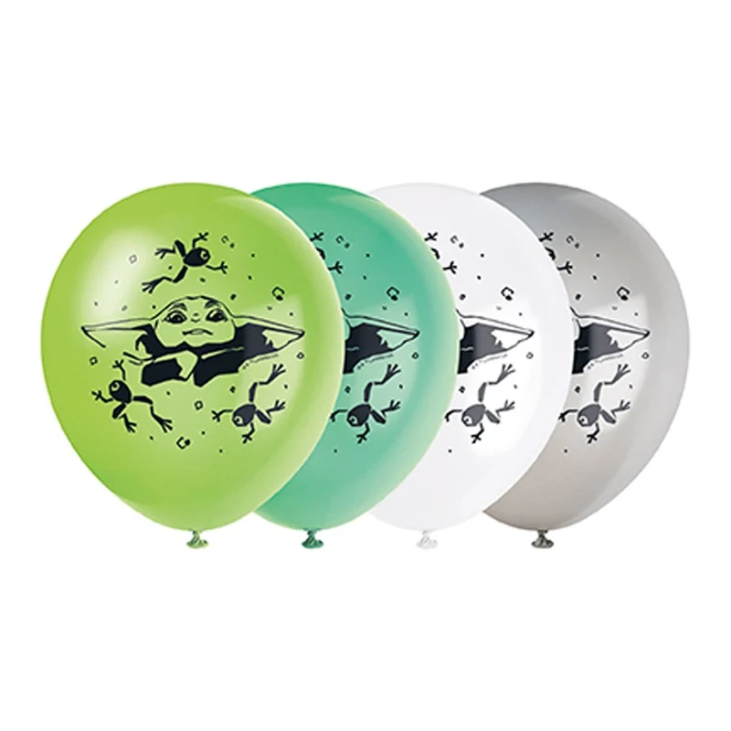 Star Wars: The Mandalorian and Grogu Birthday Latex Balloons, 12 Inches, 8 Count