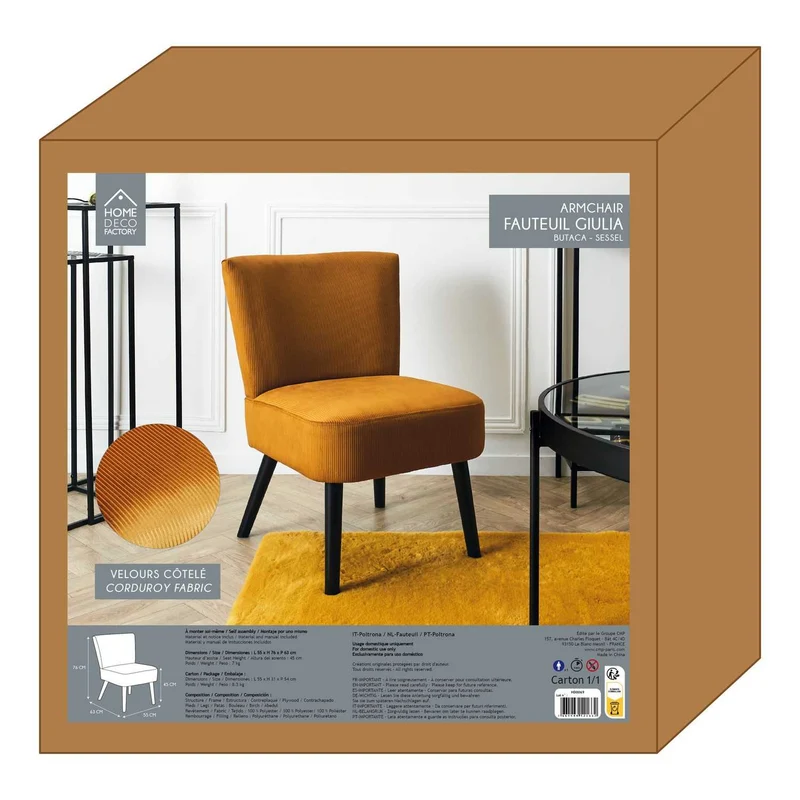 FAUTEUIL CRAPAUD GIULIA JAUNE