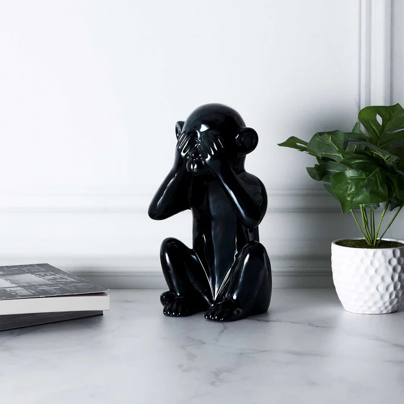 STATUE SINGE NOIR H28CM