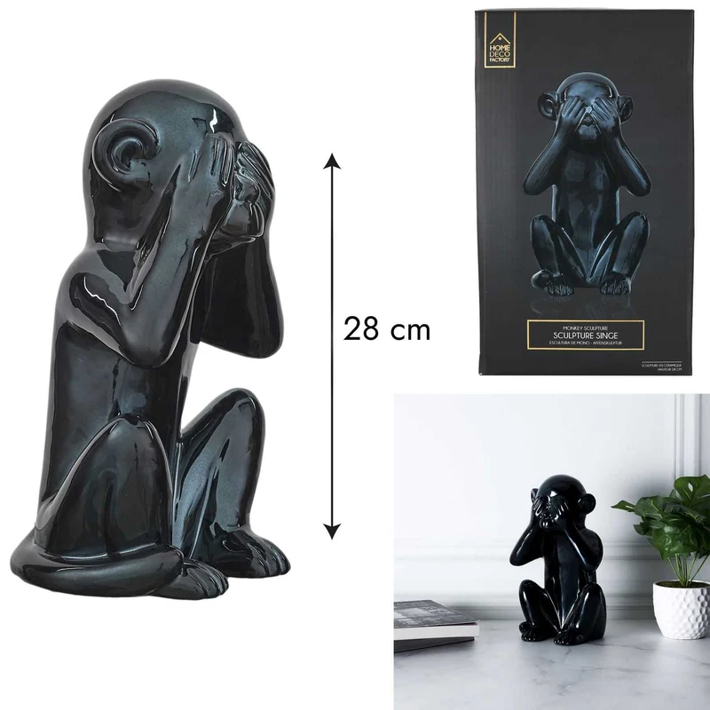 STATUE SINGE NOIR H28CM