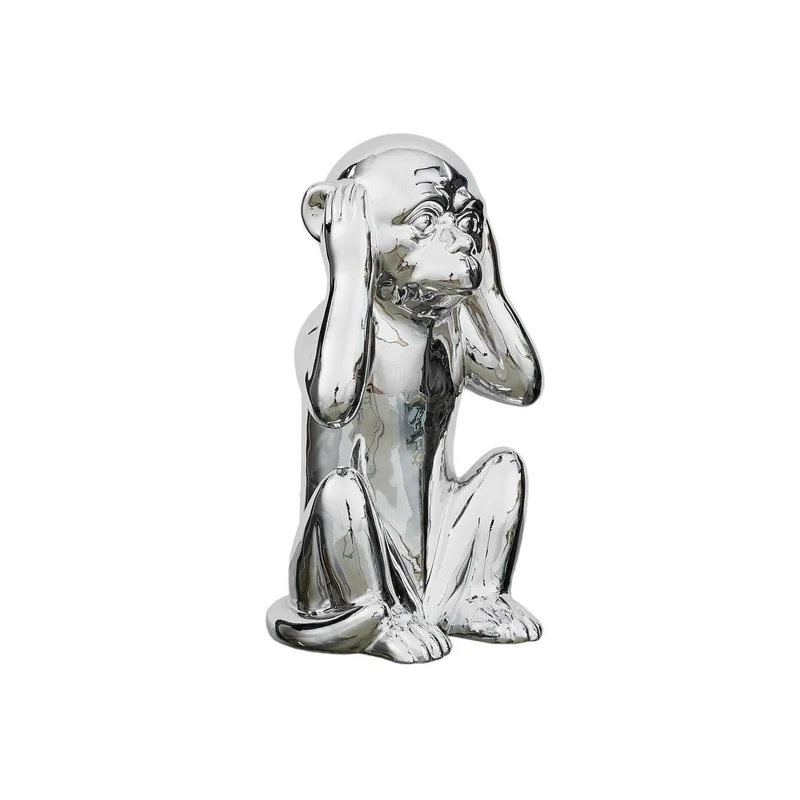 STATUE SINGE ARGENTE H28CM