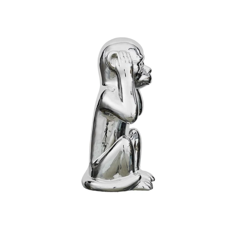 STATUE SINGE ARGENTE H28CM