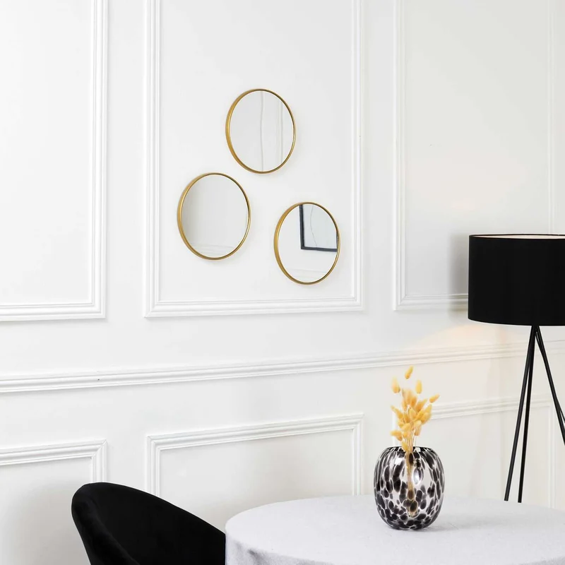 MIROIR TORONTO DORE D26CM - LOT DE 3