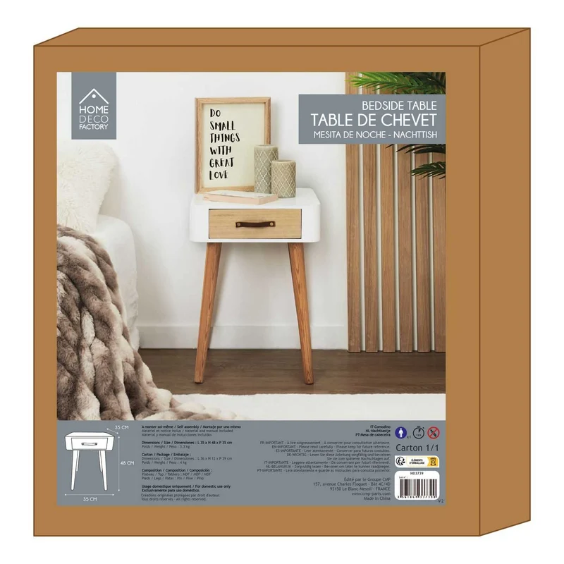 CHEVET BLANC 1 TIROIR EN BOIS