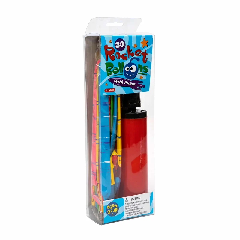 Schylling Rocket Balloons with Pump and 30 Colorful Balloons