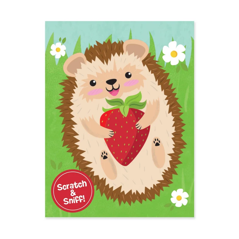 SCRATCH & SNIFF HEDGEHOG STRAWBERRY ENCLOSURE CARD