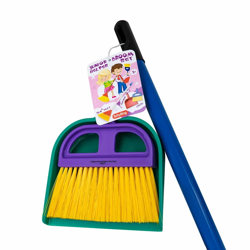 Schylling Kids 3-Piece Cleaning Set with Broom and Dustpan