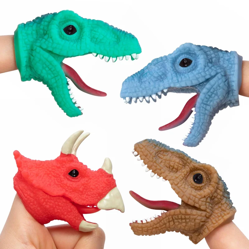 Schylling Rubber Baby Dino Snappers Flexible Dinosaur Finger Puppet Toy