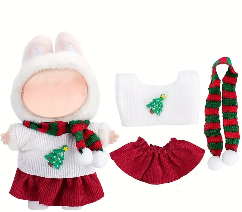 Labubu Christmas Outfit-Skirt Scarf and Tree Top