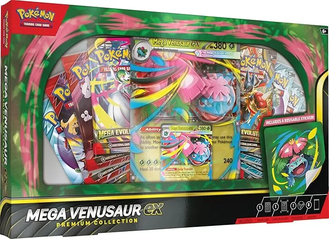 Pokémon TCG Mega Venusaur ex Premium Collection Box: Exclusive Cards, Booster Packs, Sticker