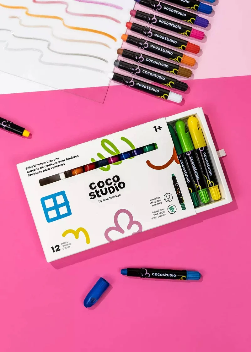 Erasable Silky Window Crayons - 12 colors