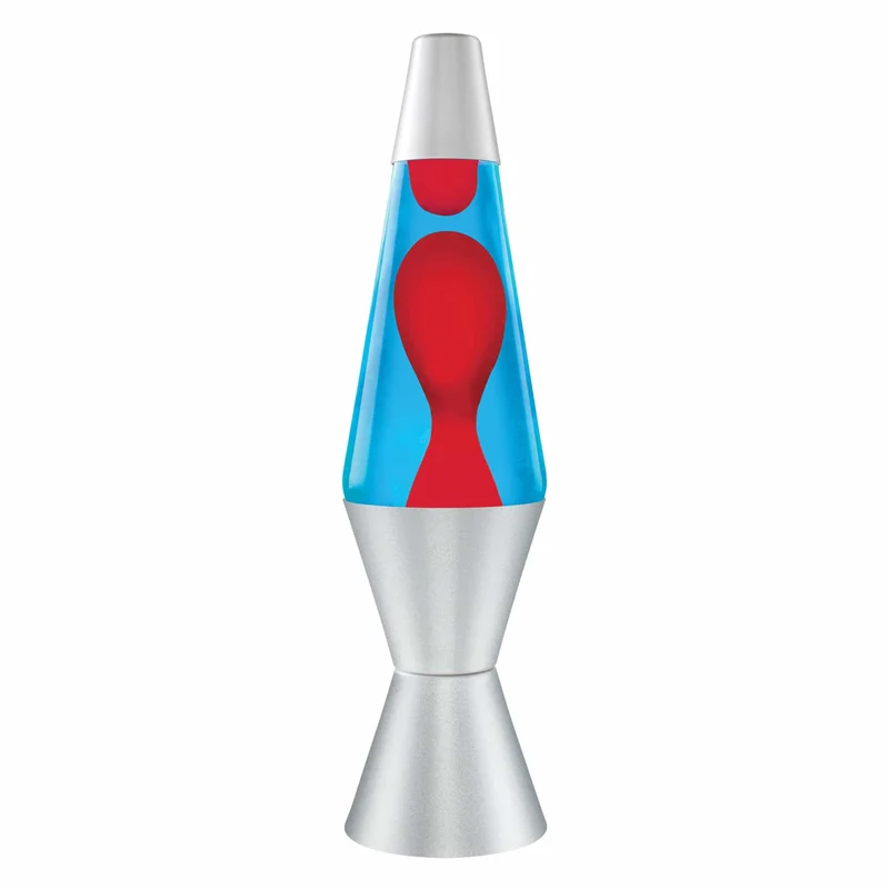 Classic 14.5 Inch Lava Lamp Red Wax Blue Liquid Silver Base