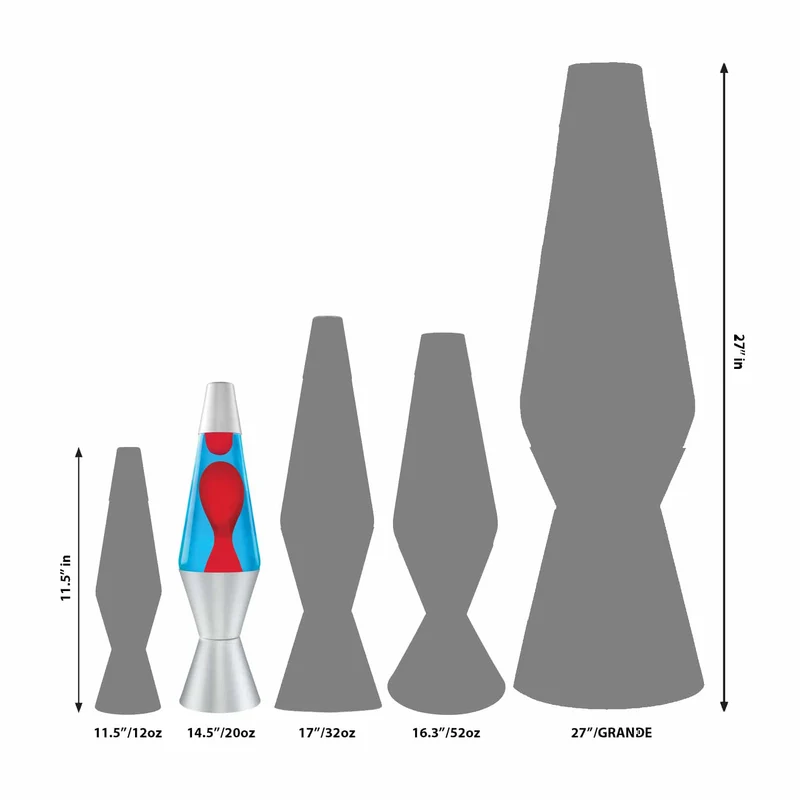 Classic 14.5 Inch Lava Lamp Red Wax Blue Liquid Silver Base
