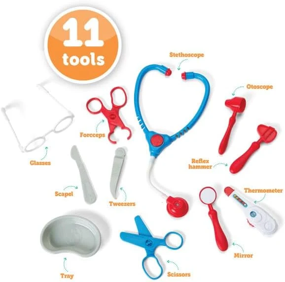 Kidoozie My First Doctor's Kit 12 Piece Pretend Play Medical Set