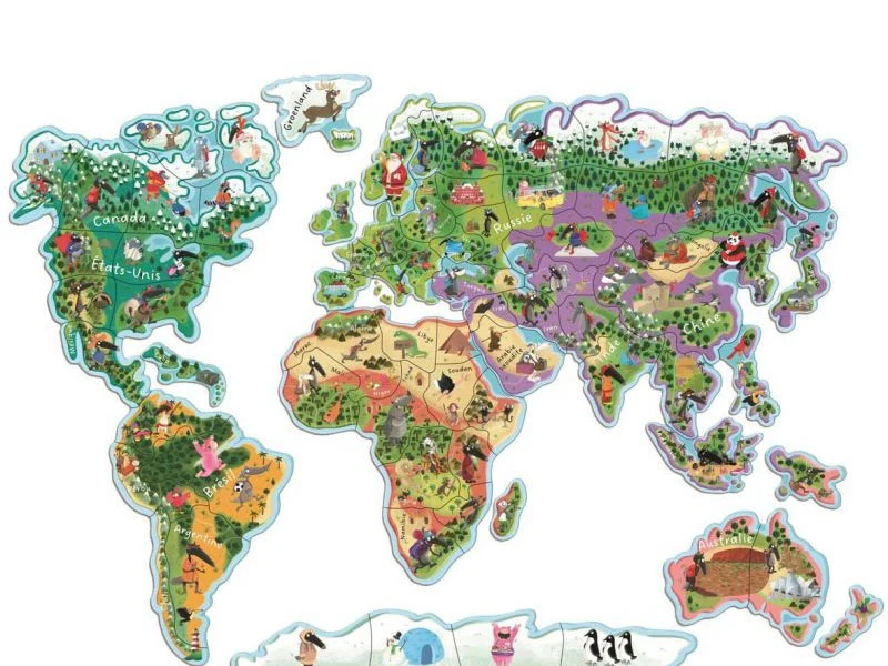 Carte du monde magnétique en puzzle - Je découvre le monde avec Loup - Auzou
