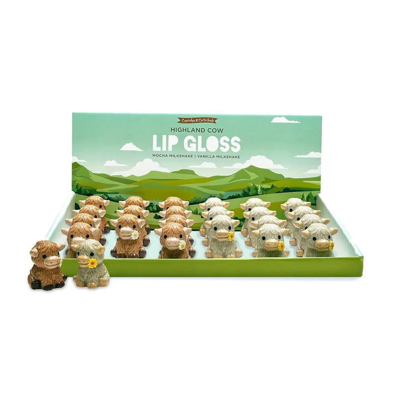 Highland Cow Milkshake Scented Lip Gloss Set