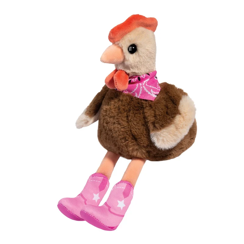 Soft Douglas Cowgirl Chicken Plush Toy with Pink Cowboy Boots