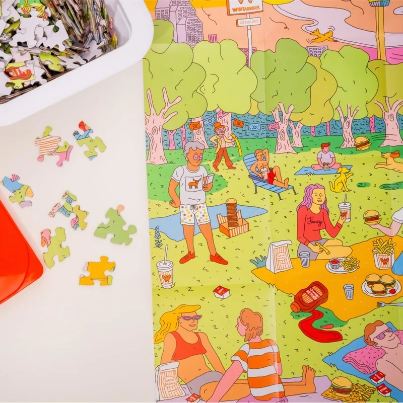 Whataburger Fancy Ketchup 500 Piece Jigsaw Puzzle Picnic Scene