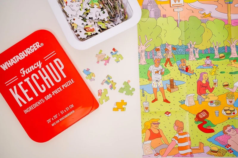 Whataburger Fancy Ketchup 500 Piece Jigsaw Puzzle Picnic Scene