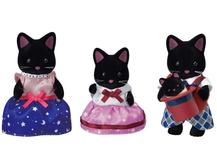 Calico Critters Midnight Cat Family Set with Four Collectible Figures